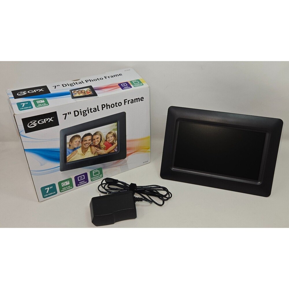 GPX 7" Digital Photo Frame TFT LCD Clock Calendar SD Card and USB with Box Guide